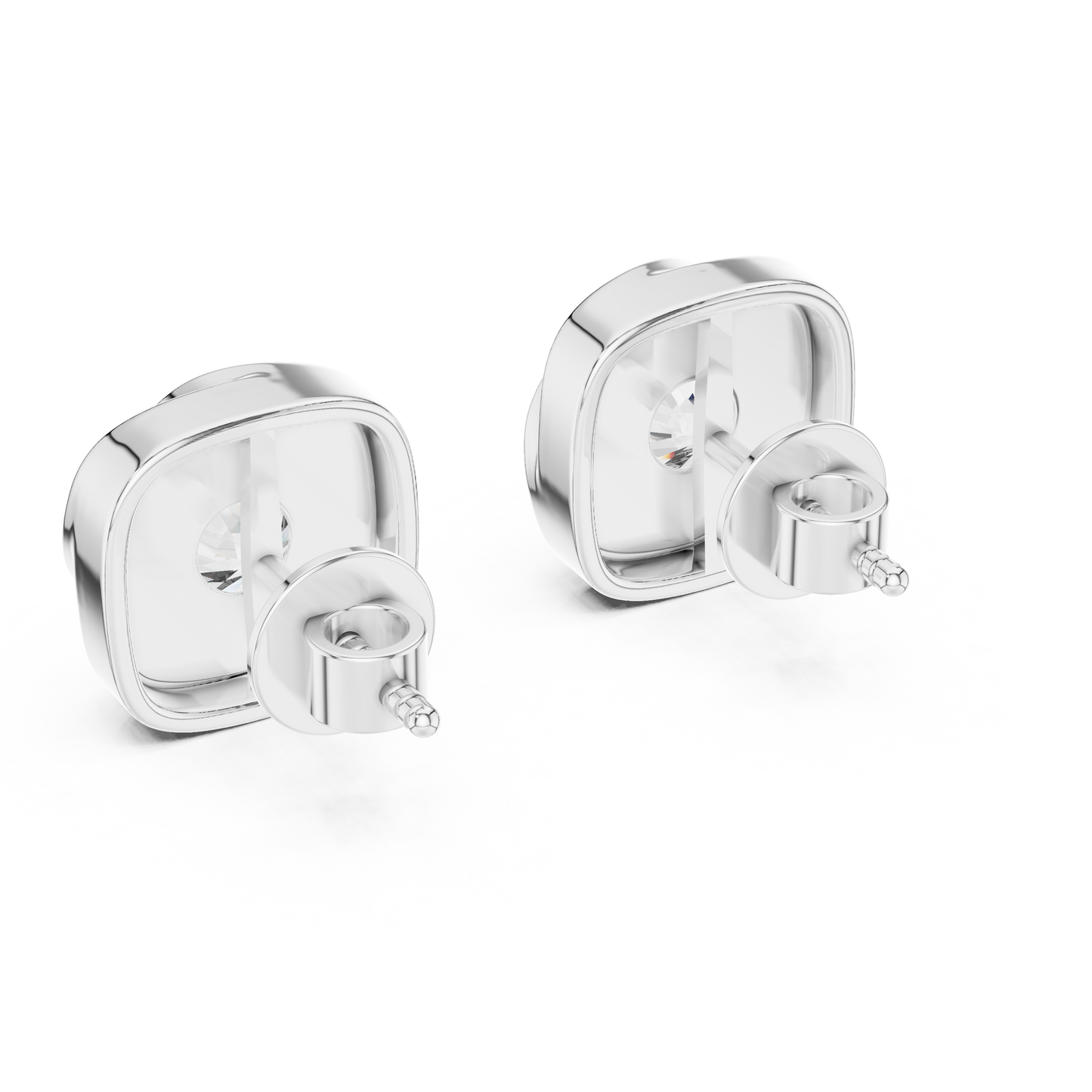 Elegant Round Cut Diamonds Solitaire Earrings Set In Sculptural Gold