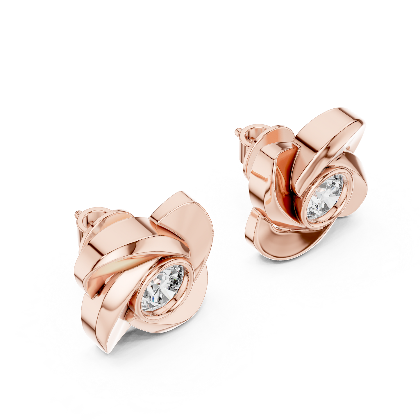 Classic Round Solitaire Earrings Crafted in 14K Yellow Gold