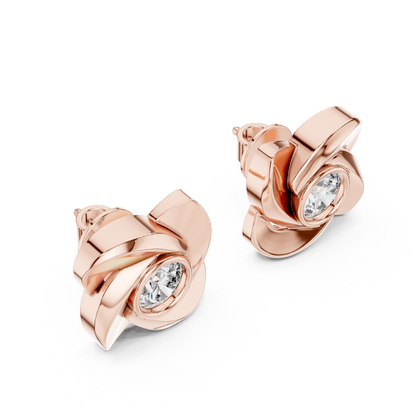 Classic Round Solitaire Earrings Crafted in 14K Yellow Gold