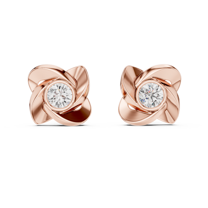 Classic Round Solitaire Earrings Crafted in 14K Yellow Gold