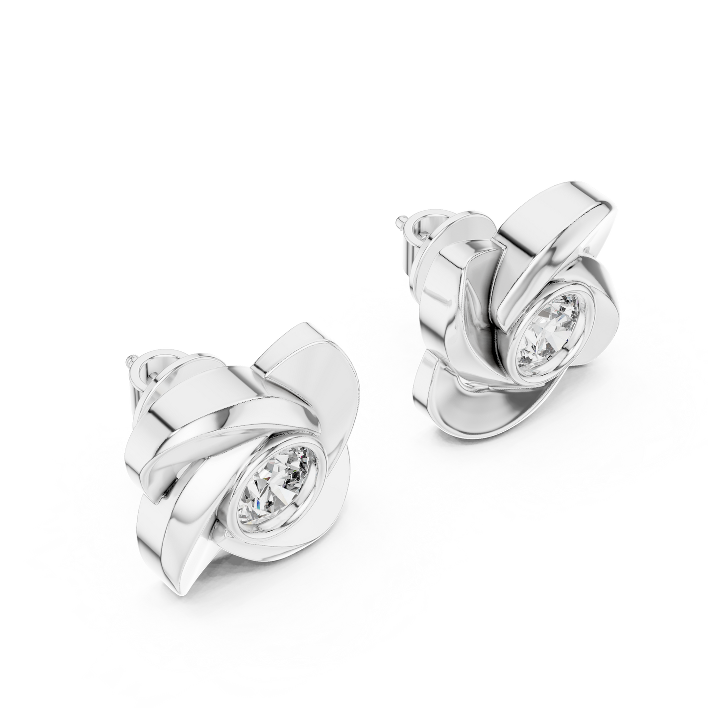 Classic Round Solitaire Earrings Crafted in 14K Yellow Gold