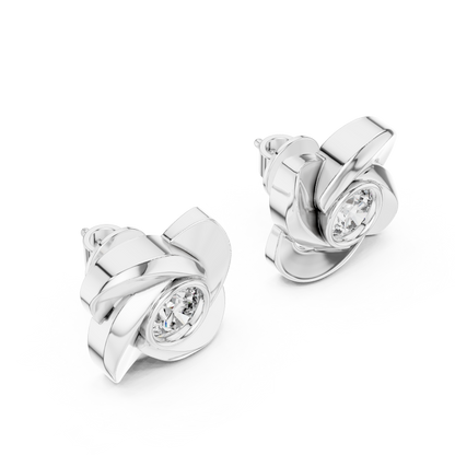 Classic Round Solitaire Earrings Crafted in 14K Yellow Gold