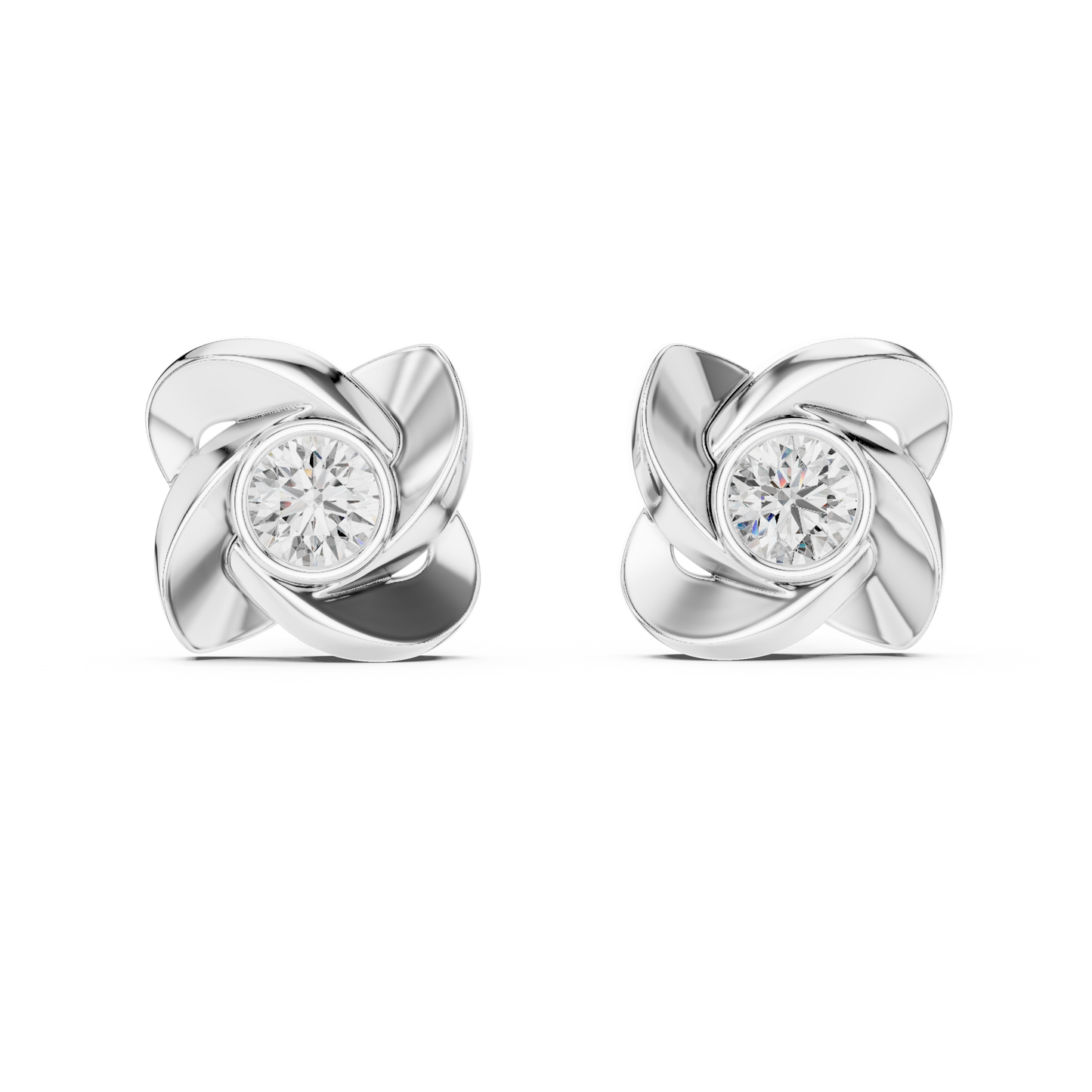 Classic Round Solitaire Earrings Crafted in 14K Yellow Gold