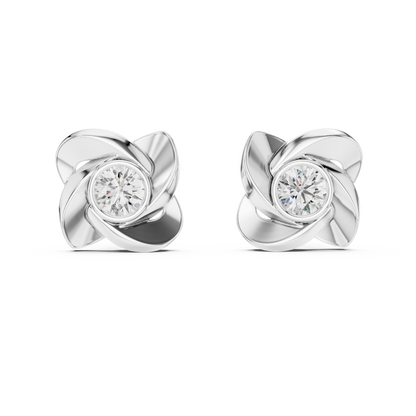 Classic Round Solitaire Earrings Crafted in 14K Yellow Gold