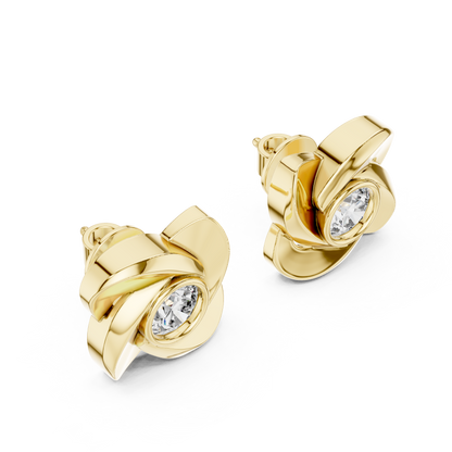 Classic Round Solitaire Earrings Crafted in 14K Yellow Gold