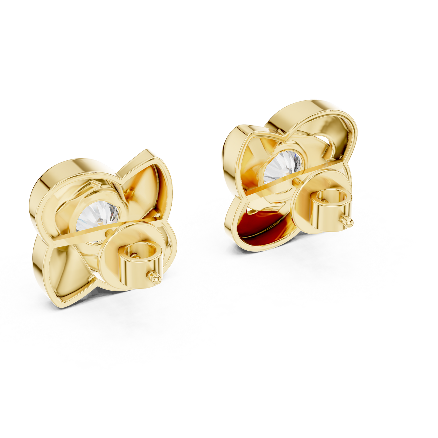 Classic Round Solitaire Earrings Crafted in 14K Yellow Gold