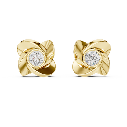 Classic Round Solitaire Earrings Crafted in 14K Yellow Gold