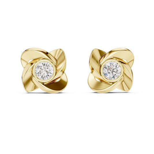Classic Round Solitaire Earrings Crafted in 14K Yellow Gold