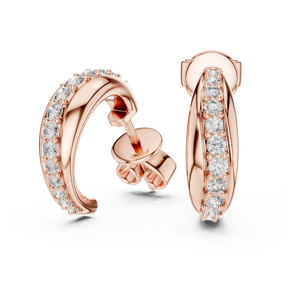 Rose Gold Diamond Half-Hoop Earrings – Classic Radiance