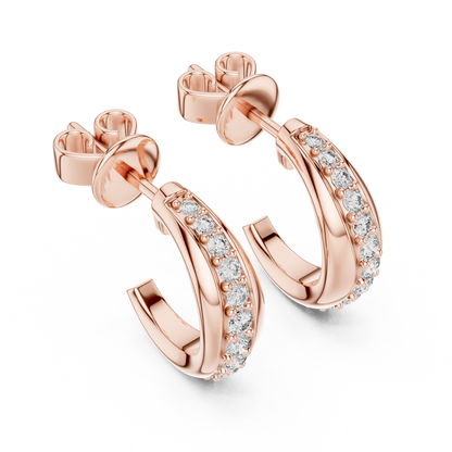 Rose Gold Diamond Half-Hoop Earrings – Classic Radiance
