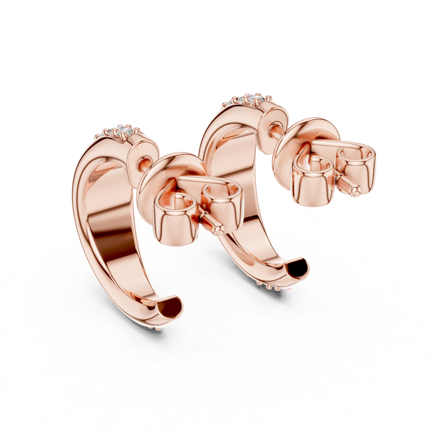 Rose Gold Diamond Half-Hoop Earrings – Classic Radiance