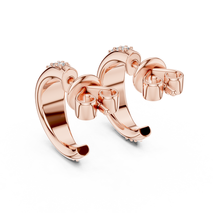 Rose Gold Diamond Half-Hoop Earrings – Classic Radiance
