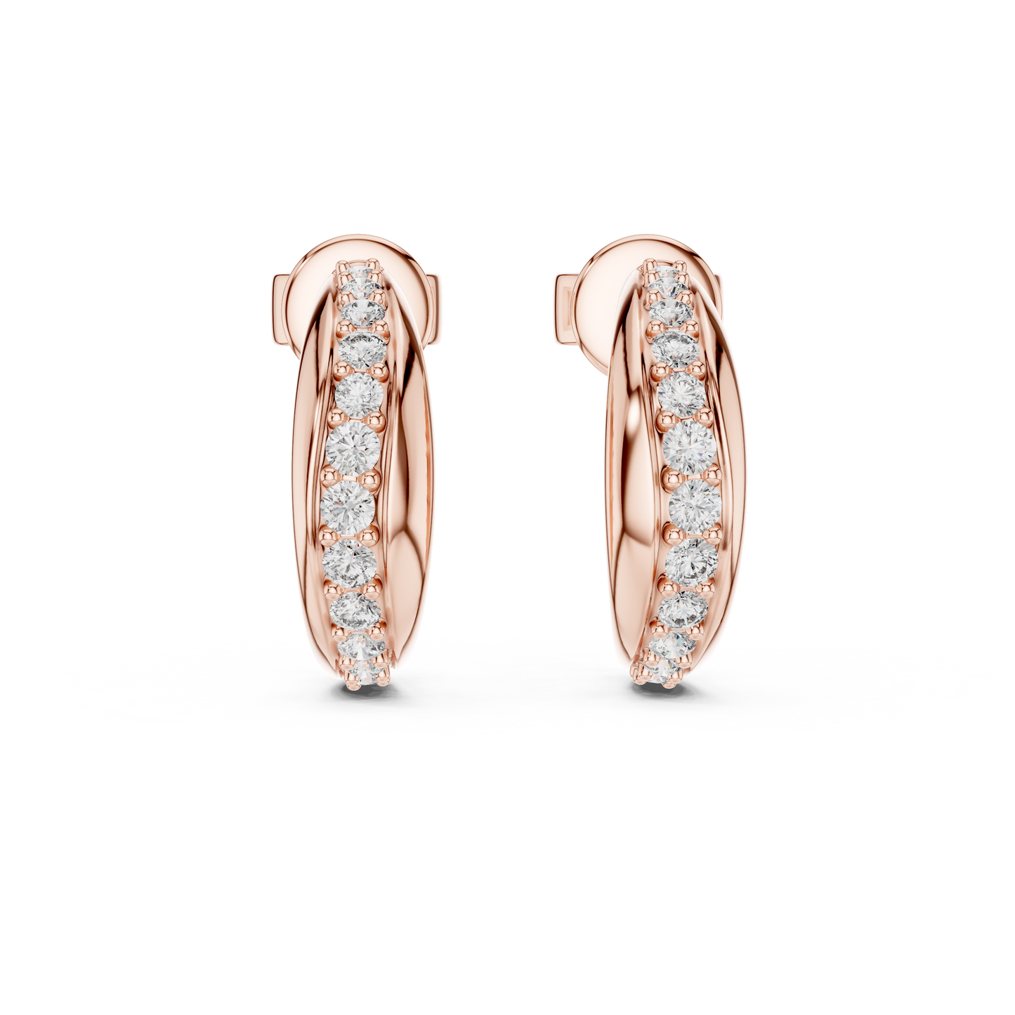Rose Gold Diamond Half-Hoop Earrings – Classic Radiance