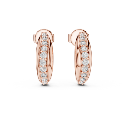 Rose Gold Diamond Half-Hoop Earrings – Classic Radiance
