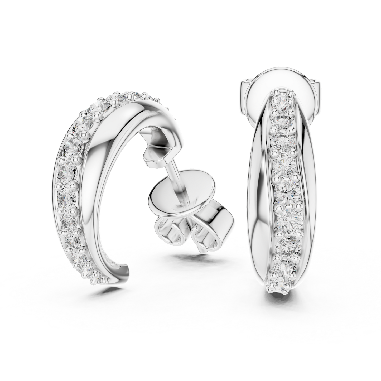 Rose Gold Diamond Half-Hoop Earrings – Classic Radiance