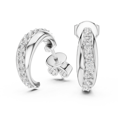 Rose Gold Diamond Half-Hoop Earrings – Classic Radiance