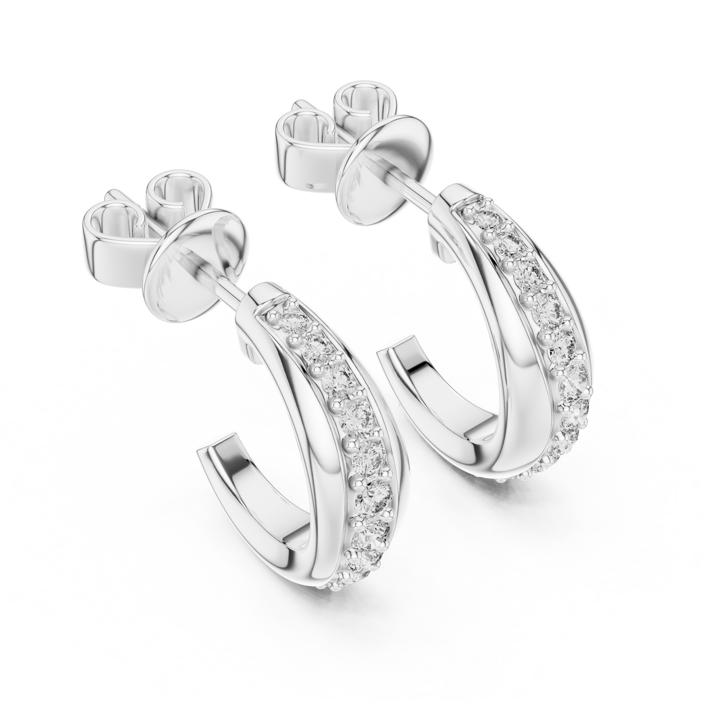 Rose Gold Diamond Half-Hoop Earrings – Classic Radiance