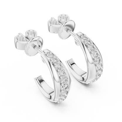 Rose Gold Diamond Half-Hoop Earrings – Classic Radiance