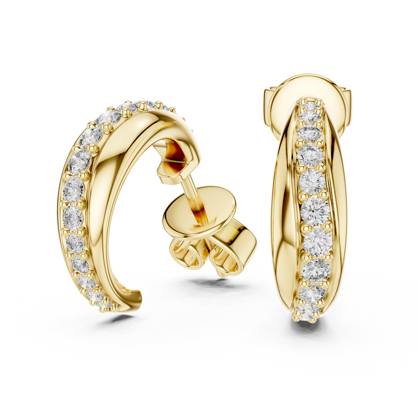 Rose Gold Diamond Half-Hoop Earrings – Classic Radiance