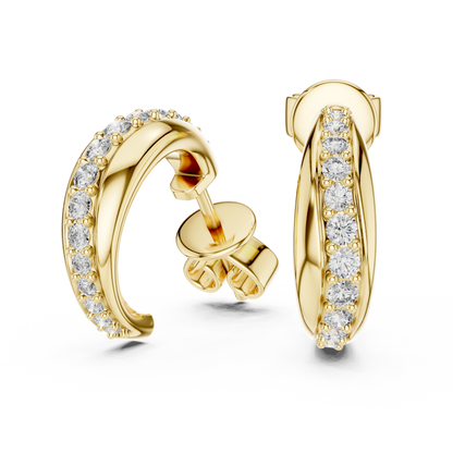 Rose Gold Diamond Half-Hoop Earrings – Classic Radiance
