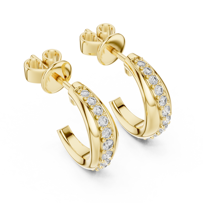 Rose Gold Diamond Half-Hoop Earrings – Classic Radiance