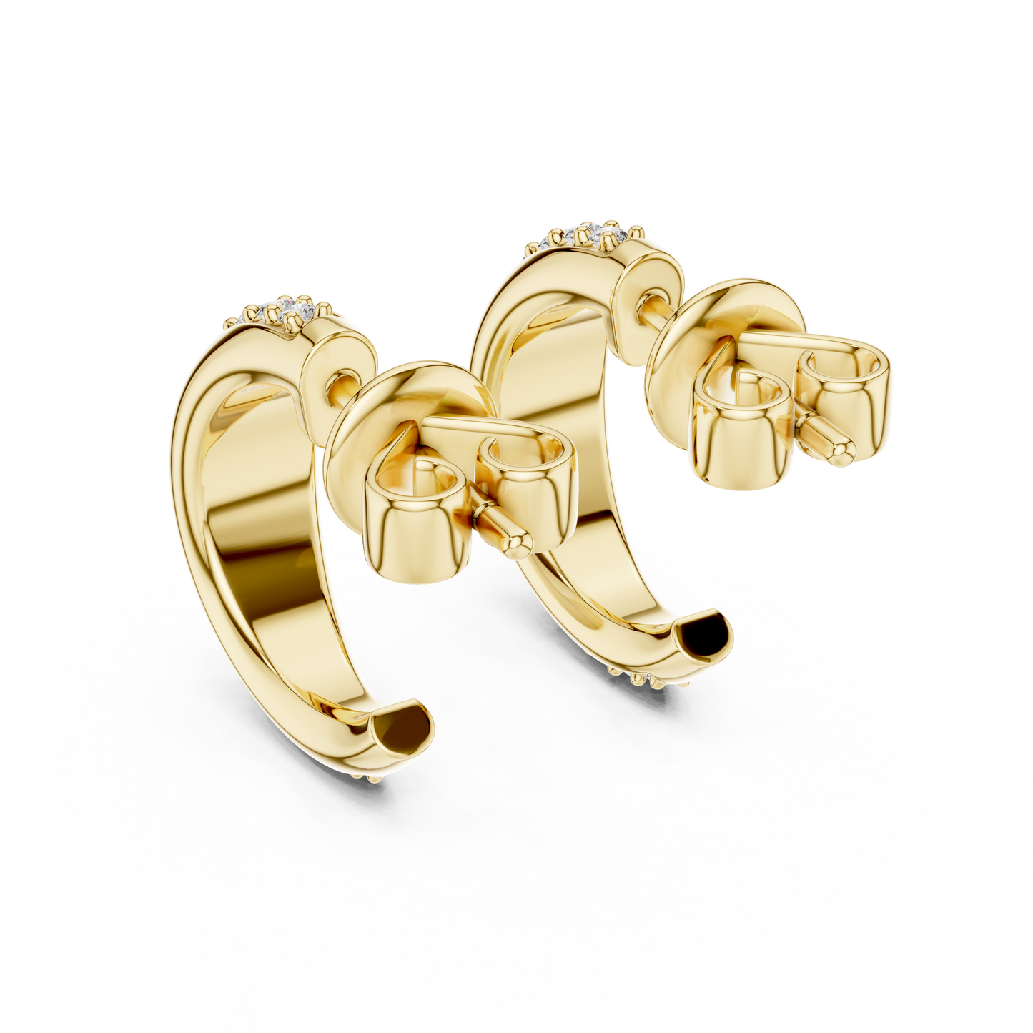 Rose Gold Diamond Half-Hoop Earrings – Classic Radiance