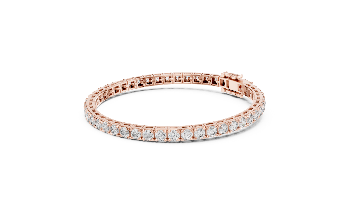 11 Pointer Round Cut Diamond Tennis Bracelet in White Gold | Elegant Luxury Bracelet