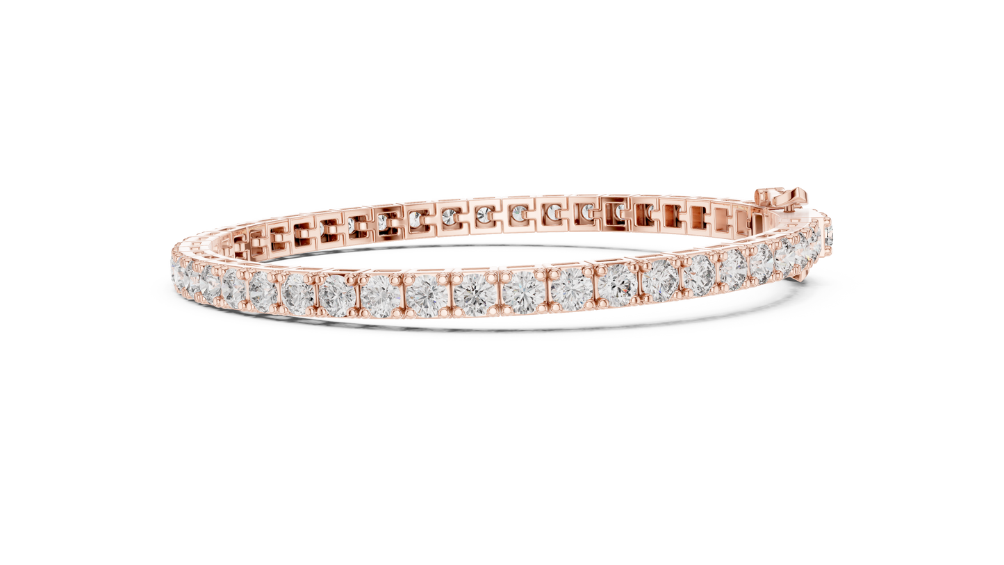 30 Pointer Round Diamond Tennis Bracelet in 14K Yellow Gold