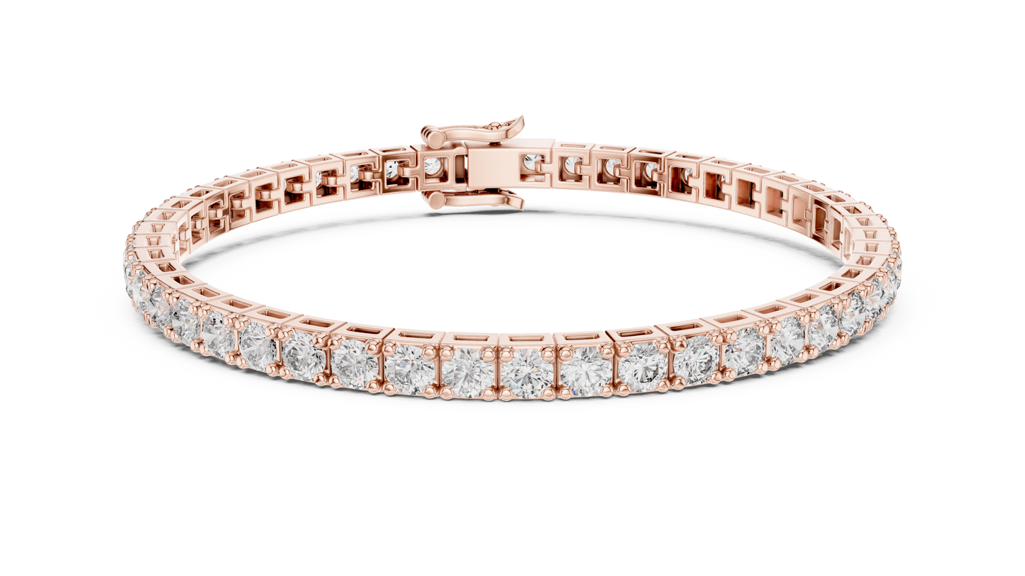 11 Pointer Round Cut Diamond Tennis Bracelet in White Gold | Elegant Luxury Bracelet