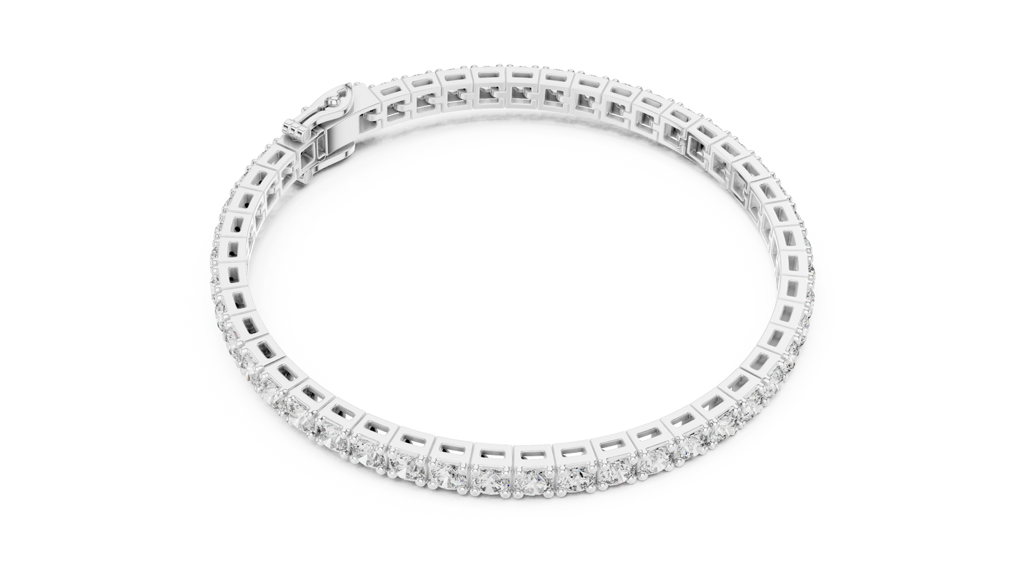 30 Pointer Round Diamond Tennis Bracelet in 14K Yellow Gold