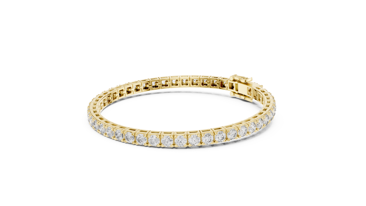 30 Pointer Round Diamond Tennis Bracelet in 14K Yellow Gold
