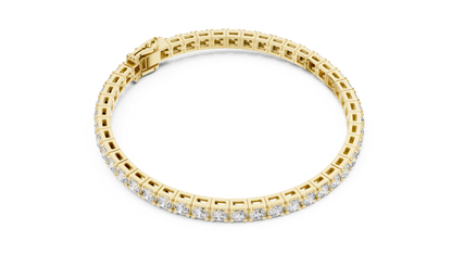 30 Pointer Round Diamond Tennis Bracelet in 14K Yellow Gold