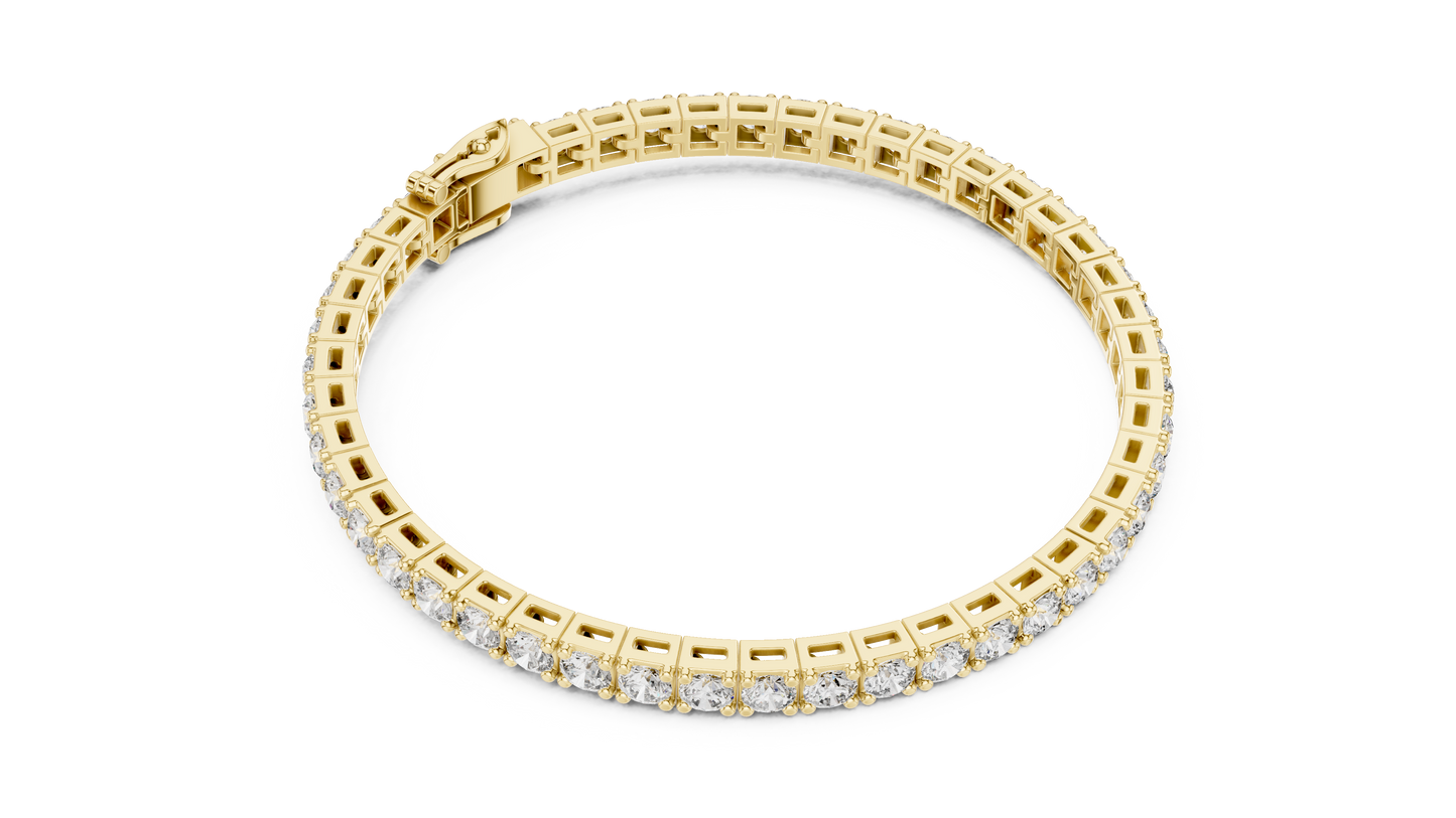 11 Pointer Round Cut Diamond Tennis Bracelet in White Gold | Elegant Luxury Bracelet