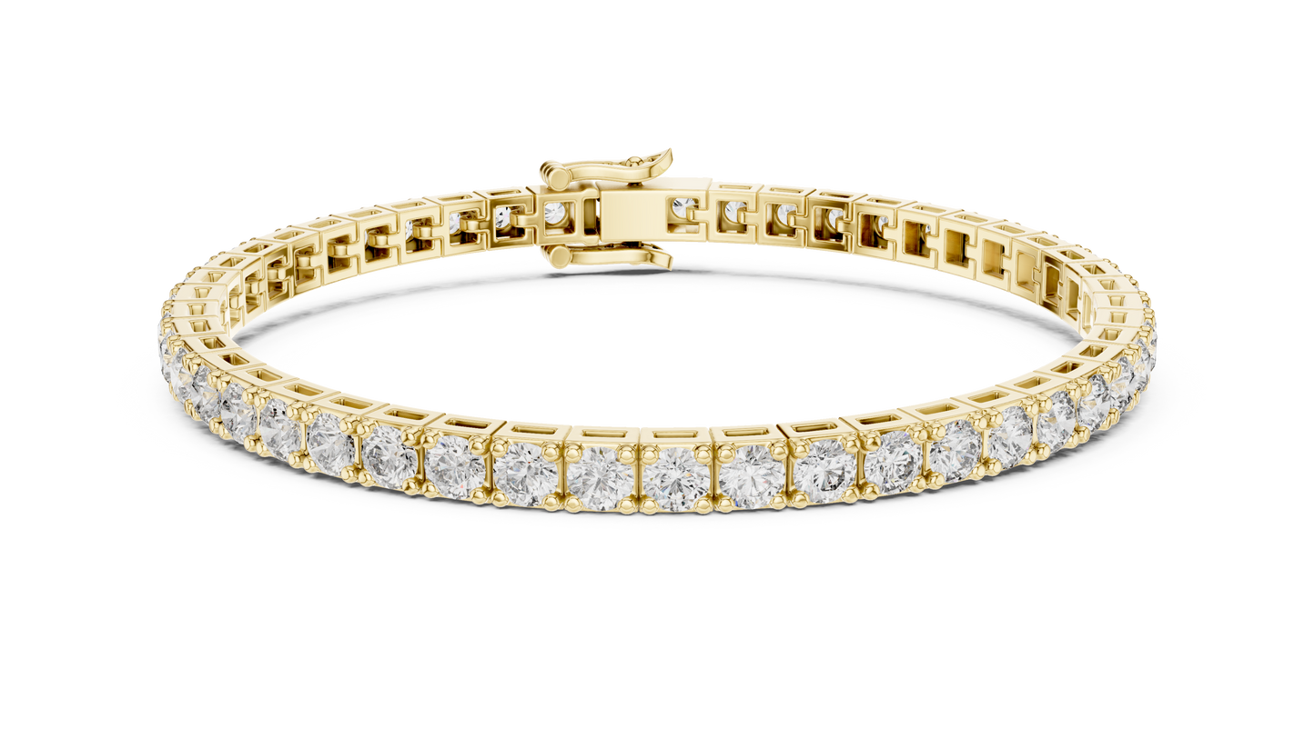 30 Pointer Round Diamond Tennis Bracelet in 14K Yellow Gold