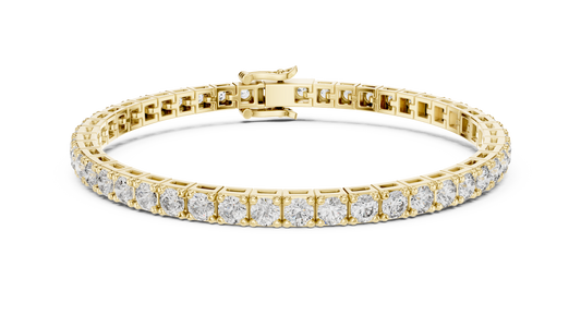 30 Pointer Round Diamond Tennis Bracelet in 14K Yellow Gold