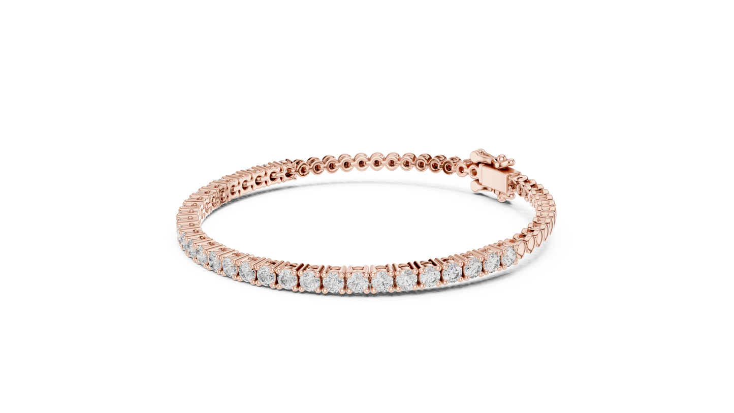 6.5 Pointer Round Diamond Tennis Chain Bracelet in Yellow Gold | Classic Luxury Bracelet