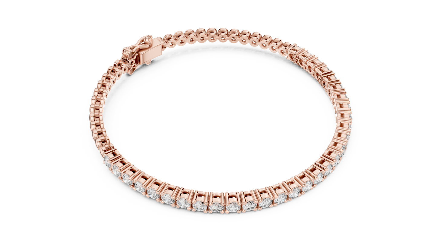 6.5 Pointer Round Diamond Tennis Chain Bracelet in Yellow Gold | Classic Luxury Bracelet