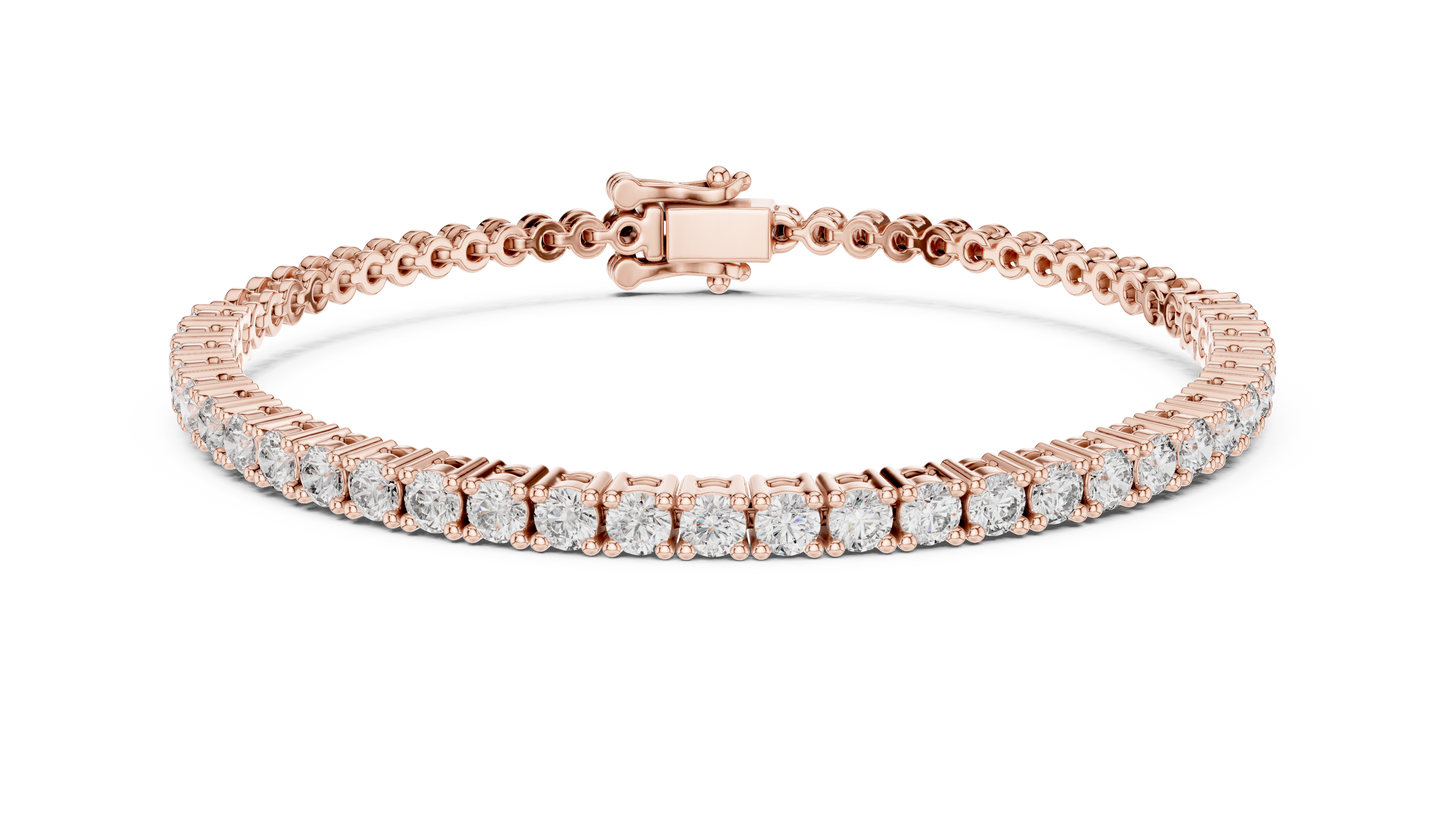 6.5 Pointer Round Diamond Tennis Chain Bracelet in Yellow Gold | Classic Luxury Bracelet