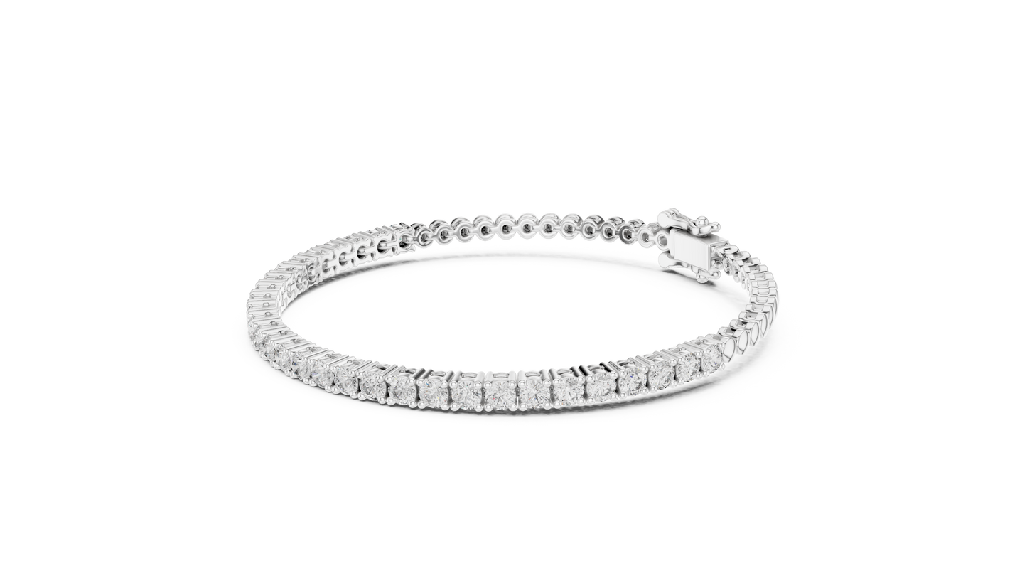 6.5 Pointer Round Diamond Tennis Chain Bracelet in Yellow Gold | Classic Luxury Bracelet