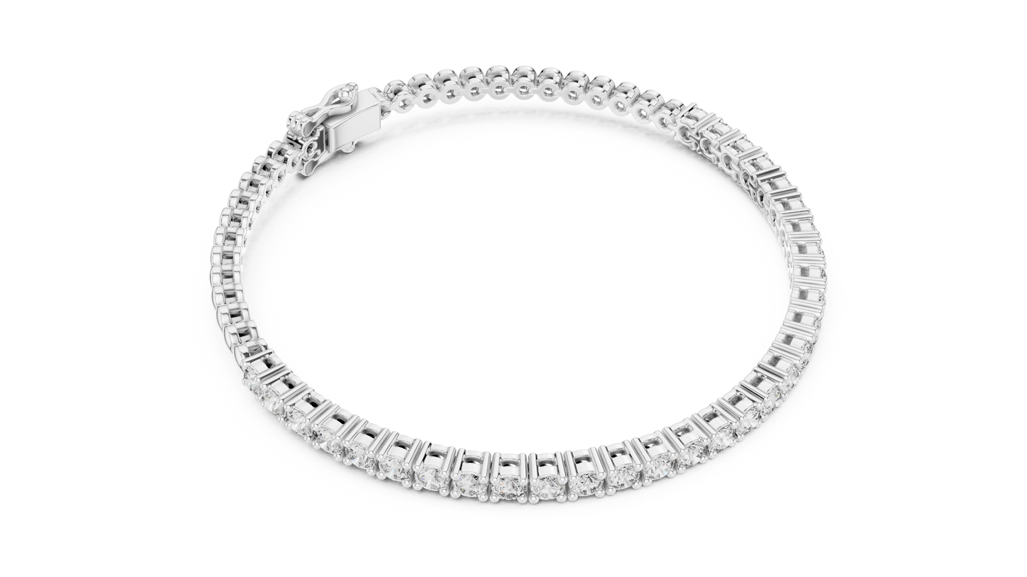 6.5 Pointer Round Diamond Tennis Chain Bracelet in Yellow Gold | Classic Luxury Bracelet