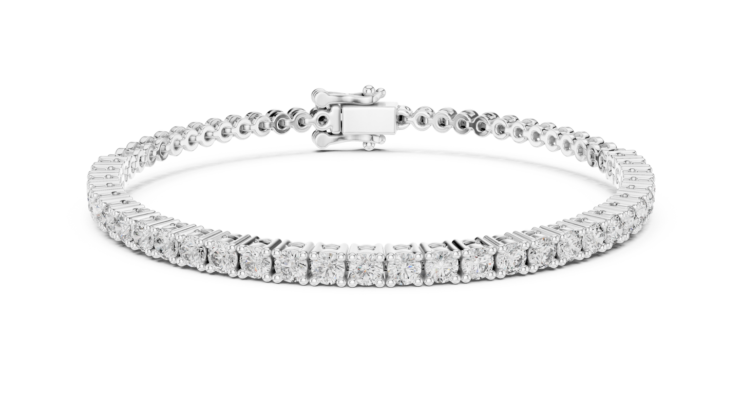 6.5 Pointer Round Diamond Tennis Chain Bracelet in Yellow Gold | Classic Luxury Bracelet