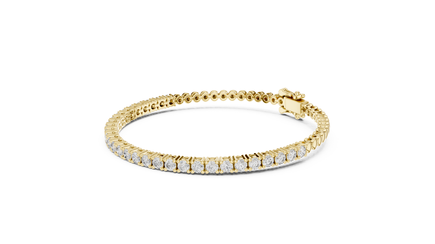 6.5 Pointer Round Diamond Tennis Chain Bracelet in Yellow Gold | Classic Luxury Bracelet