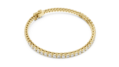 6.5 Pointer Round Diamond Tennis Chain Bracelet in Yellow Gold | Classic Luxury Bracelet