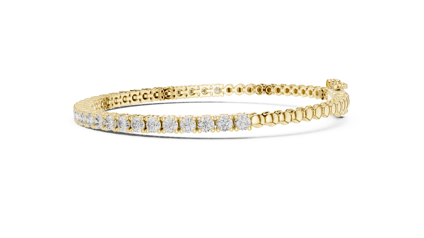 6.5 Pointer Round Diamond Tennis Chain Bracelet in Yellow Gold | Classic Luxury Bracelet