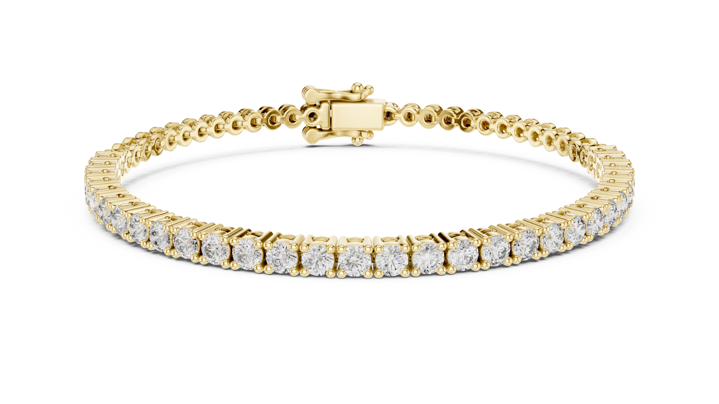 6.5 Pointer Round Diamond Tennis Chain Bracelet in Yellow Gold | Classic Luxury Bracelet