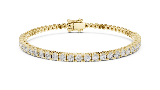 6.5 Pointer Round Diamond Tennis Chain Bracelet in Yellow Gold | Classic Luxury Bracelet