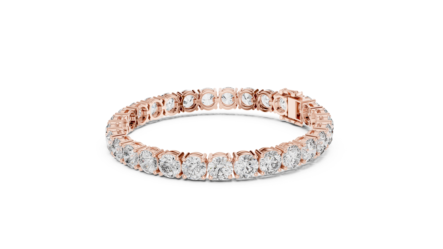 80 Pointer Round Diamond Tennis Bracelet in Rose Gold | Luxury Statement Bracelet