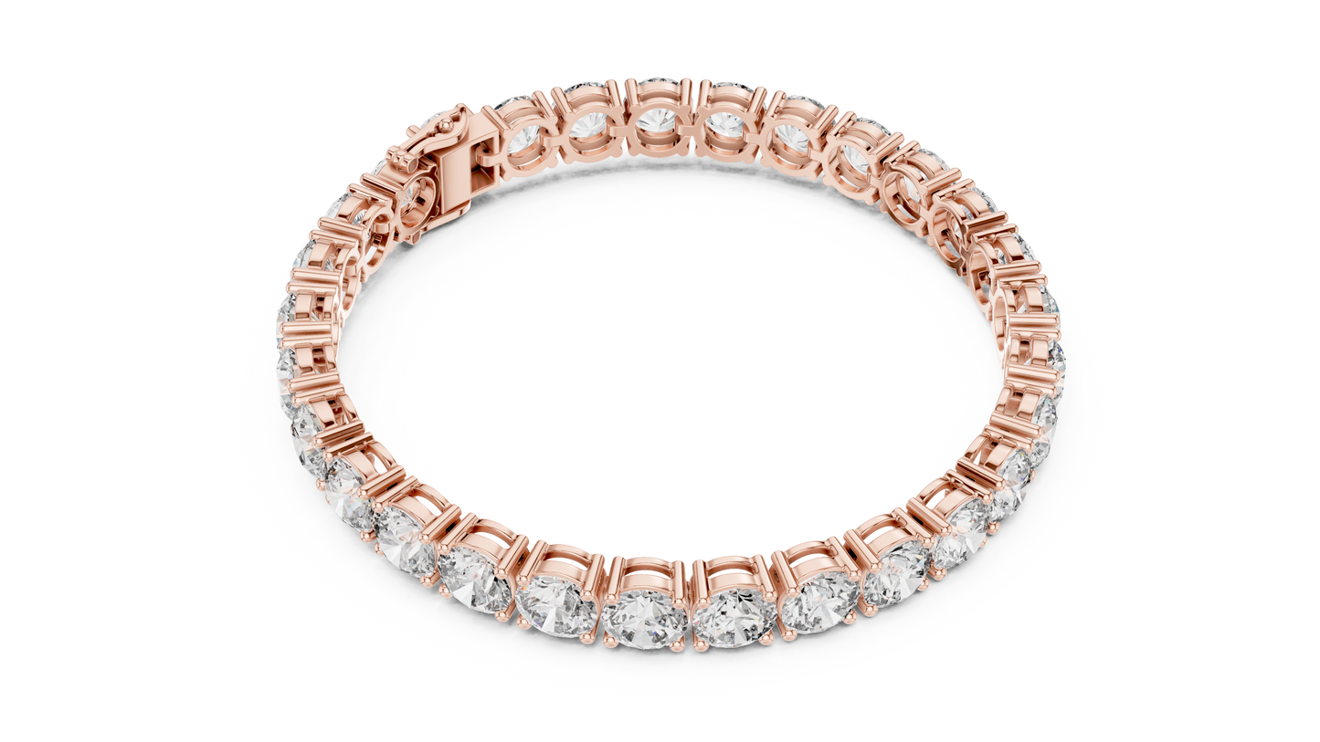 80 Pointer Round Diamond Tennis Bracelet in Rose Gold | Luxury Statement Bracelet