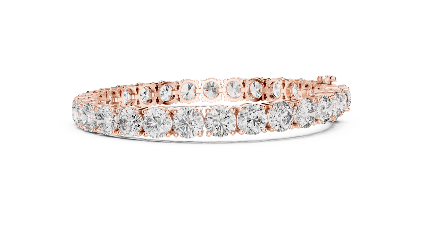 80 Pointer Round Diamond Tennis Bracelet in Rose Gold | Luxury Statement Bracelet