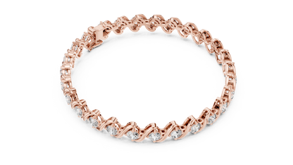 20 Pointer Round Diamond Wave Tennis Bracelet in Yellow Gold